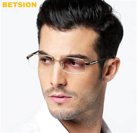 Men S 100 Pure Titanium Eyeglass Frames Half Rimless Glasses Rx Able Eyewear 25 89 Picclick
