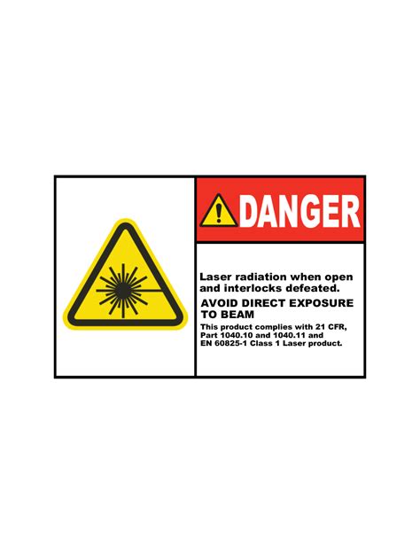 Laser Radiation When Open Safety Label