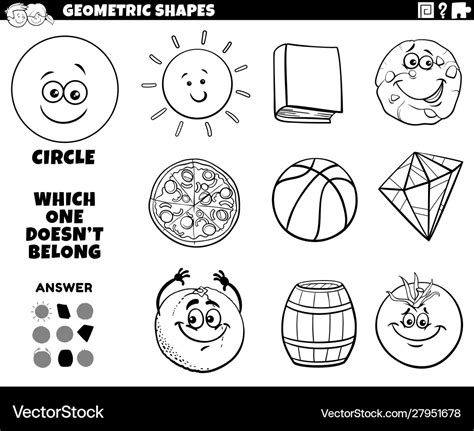 Circle Shape Educational Task For Kids Coloring Vector Image