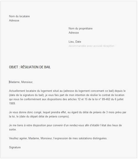 Lettre Resiliation Location Modele De Lettre Type Hot Sex Picture