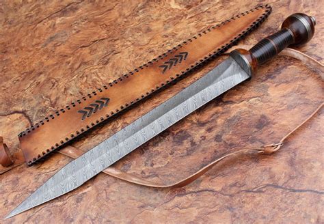 Damascus Steel Sword Handmade Knife 27 Inches Gladius Sword Ebay