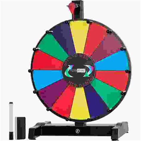 vivohome 24 inch spinning prize wheel tabletop 14 color slots with dry erase marker and eraser