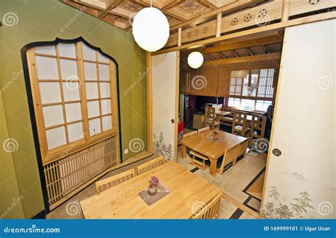 Traditional Japanese Restaurant Interior And Design Editorial Photo