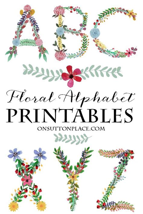 floral alphabet printables digital downloads  sutton place