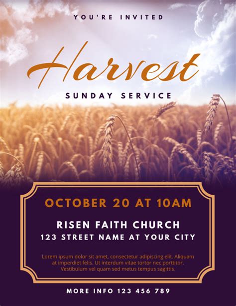 Harvest Sunday Service Church Flyer Template Postermywall