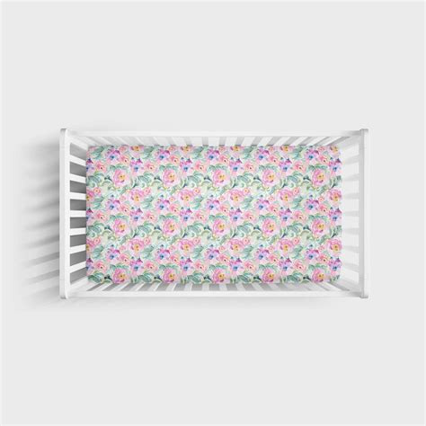 Fitted Crib Sheet In Pink Wildflower Print Coco Moss