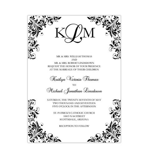 Pairing it with white and black will look fantastic and could be appropriate for any season depending on the Kaitlyn Wedding Invitation Black White - Wedding Template Shop