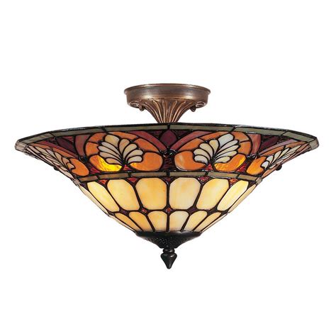 Tiffany style glass shade ceiling lamp semi flush mount light lighting fixture. Dale Tiffany 3-Light Antique Golden Sand Dylan Tiffany ...