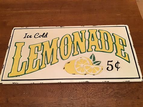 ice cold lemonade sign metal sign decorative sign lemonade 5 etsy