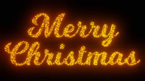 Merry Christmas Text On Black Background 3 Fonts Versions Flying
