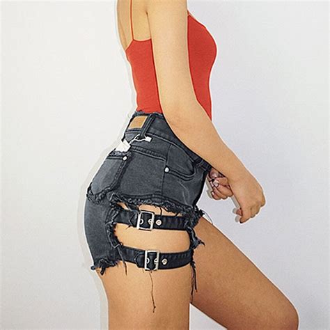 Ripped Holes Jeans Shorts Street Wear High Waisted Fringe Denim Hot