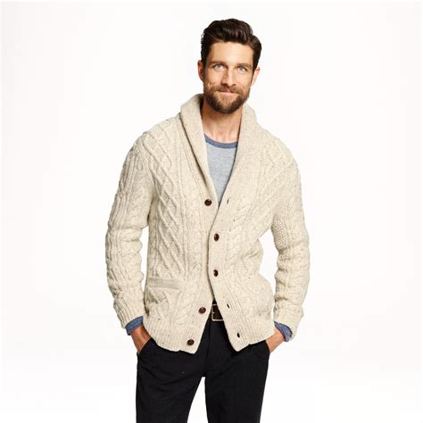 Jcrew Donegal Wool Cable Cardigan In Natural For Men Lyst