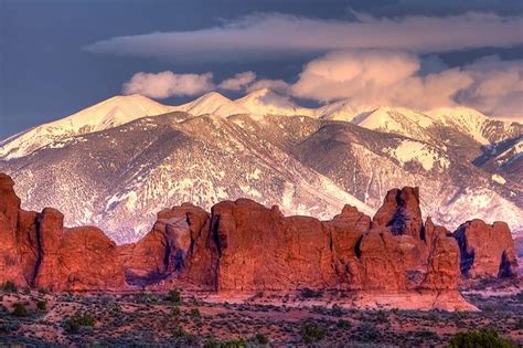 La Sal Mountains Rise Above Arches National Park National Parks Red
