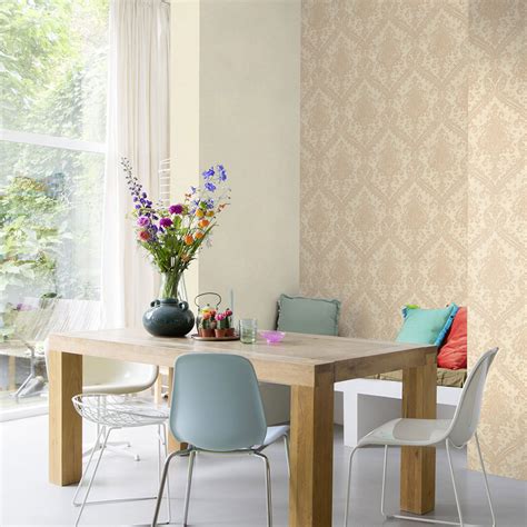 Shimmer Damask By Albany Ivory Wallpaper Wallpaper Direct