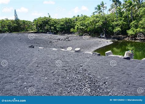 Pohoiki Black Sand Beach on the Big Island of Hawaii. One of the Newest