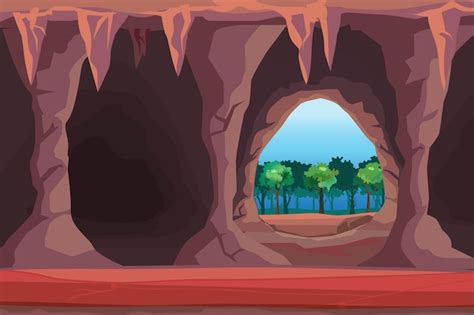 Ilustración De La Entrada De La Cueva En La Ilustración Del Bosque