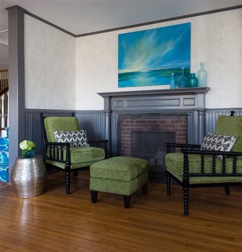 Not higher than 1/3 of the ceiling height, and lower if possible. Chair Rail Ideas for the Living Room | RenoCompare