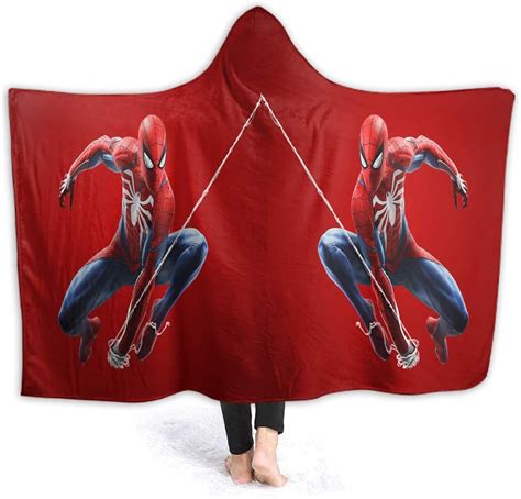 Spiderman Comfortable Hooded Blanket Spiderman Microplush Functional