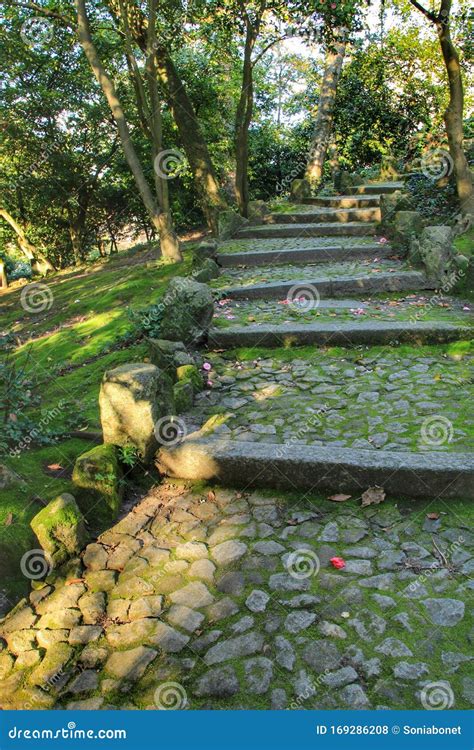Stone Staircase In The Crystal Palace Gardens In Oporto Stock Photo