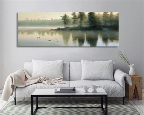 Framed Lake Landscape Art Panoramic Framed Wall Art Living Etsy