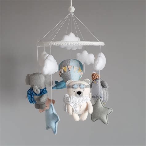 Baby Crib Mobile As Boy Nursery Decor Clouds And Stars Cot Etsy