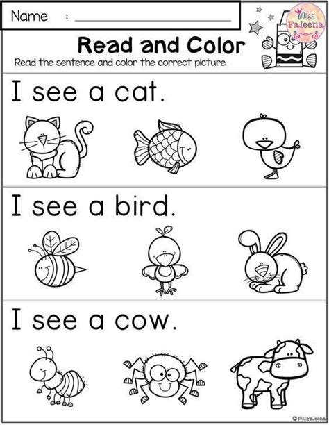 Read N Colour Kindergarten Reading Worksheets Preschool Reading