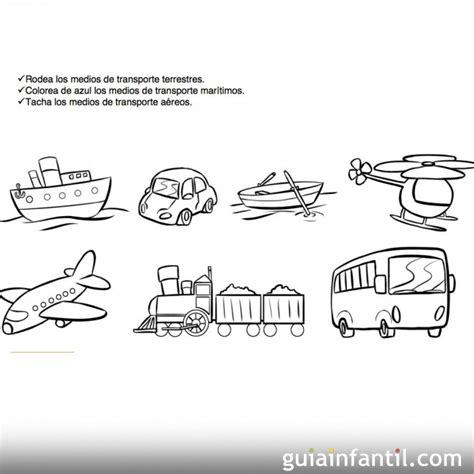 Dibujos colorear medios de transporte maritimo para niños. Conocimiento del medio. Medios de transporte