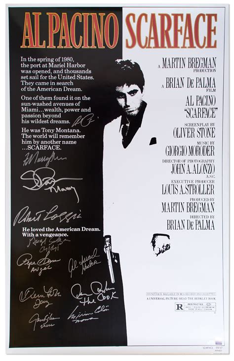 Lot Detail Scarface Cast Signed Poster Including Al Pacinos