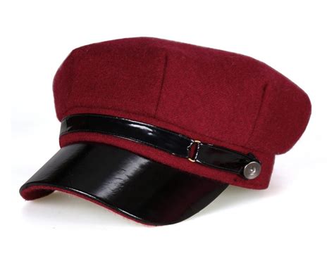 Winter Wool Felt Military Beret Caps Navy Hats Snapback Visor Black