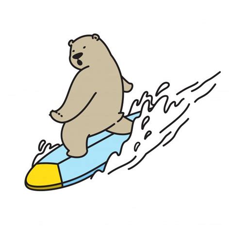 Premium Vector Bear Surf Cartoon Animal Illustration Art Bear
