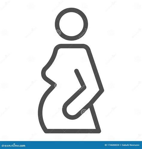 Pregnant Woman Expecting Baby Line Icon Women Pregnancy Symbol