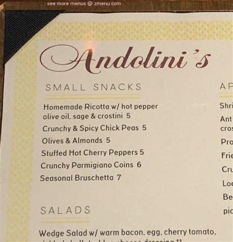 Online Menu Of Andolinis Restaurant Restaurant Andover Massachusetts