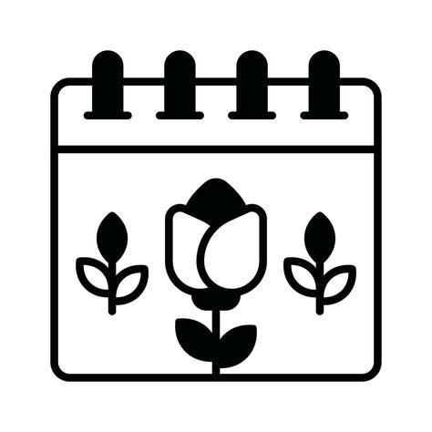 Flower on calendar denoting concept vector of spring calendar in