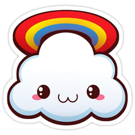 Kawaii Cloud With Rainbow Sticker Sticker Mania