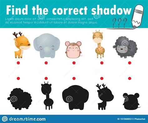 Cute Little Animals ,Find The Correct Shadow. Educational Game For ...