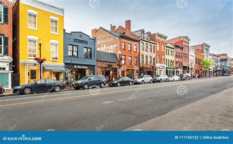 Georgetown Shopping District Along M Street Editorial Photography