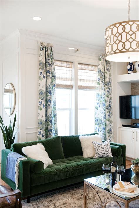 The simple boxy design in itself is an elegant showstopper. One Room Challenge {reveal} Fall 2016 | Living room green ...