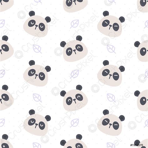 Cute Panda And Leaf Seamless Pattern Background Stock Vector 1952570