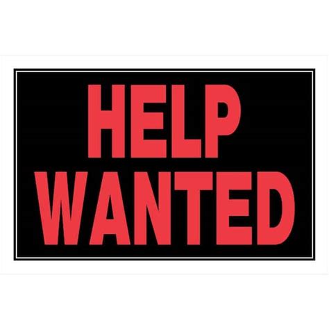 the hillman group 8 in x 12 in plastic help wanted sign 839894 the home depot