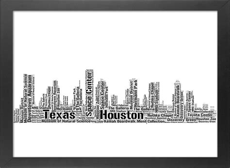 Houston Skyline Print Houston Texas Typography Cityscape Map Etsy