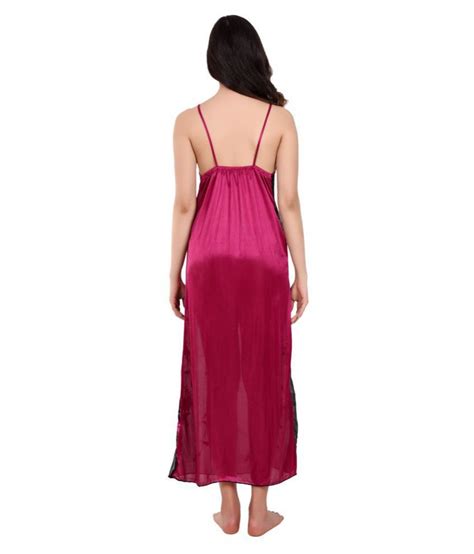 Buy Luxura Essentials Satin Nighty And Night Gowns Pink Online At Best