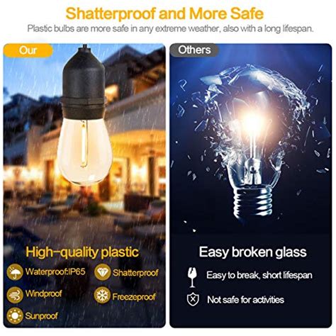 Solar String Lights Outdoor Waterproof Led Shatterproof 48ft Heavy Duty