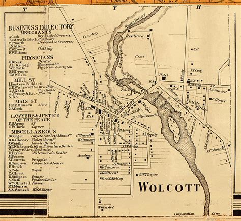 Wolcott Village New York 1858 Old Town Map Custom Print Wayne Co