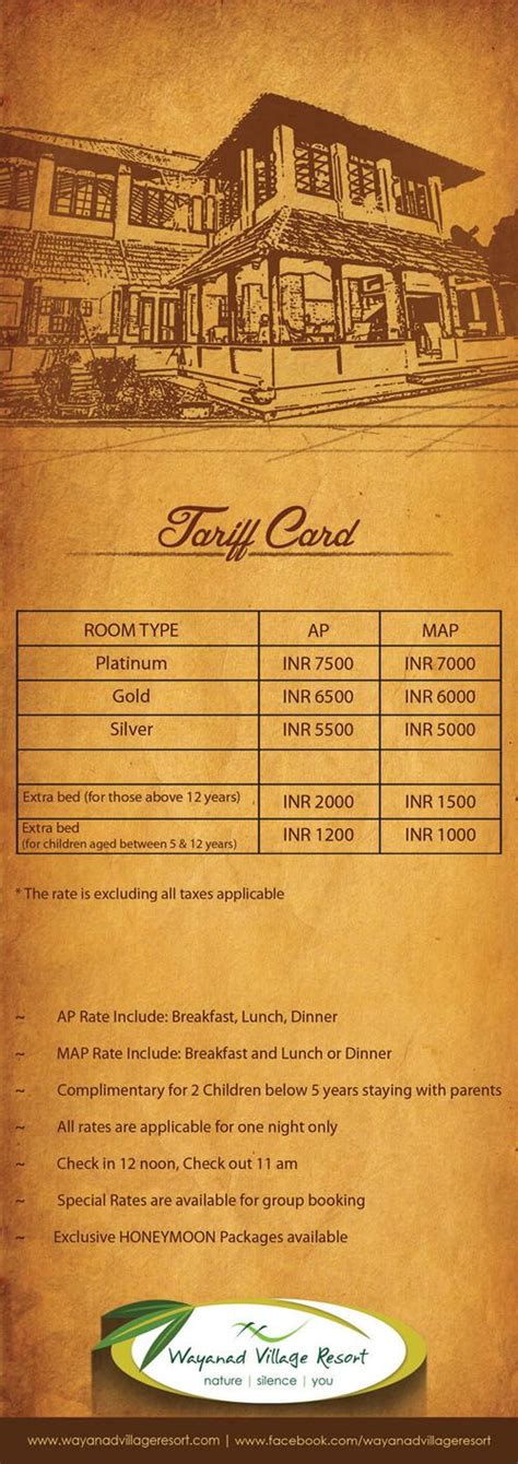 Hotel Tariff Card Design Allblackweddingoutfitmen