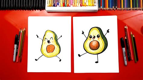 Because of the angle, we can see only one eye in this. How To Draw A Funny Avocado - Art For Kids Hub