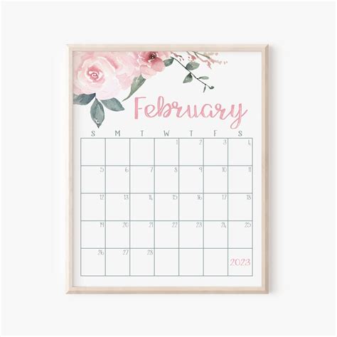 February 2023 Calendar Printable Floral Planner Printable Etsy Australia