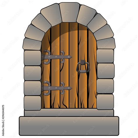 Castle Door Medieval Vector Cartoon Style Isolated On White Clip Art