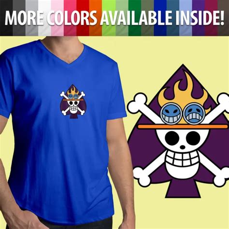 One Piece Portgas D Ace Jolly Roger Pirate Flag Fire ‎tee Vneck T
