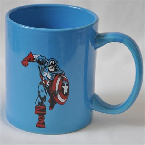 captain america coffee mug marvel comics blue cup 12 ounce superhero blue cups mugs treasures