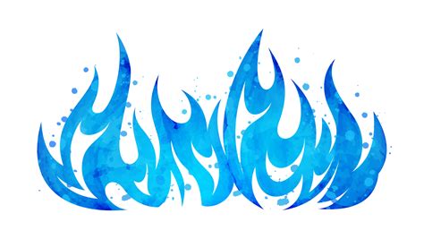 Watercolor Painted Blazing Blue Flame Fire Fireball Illustration